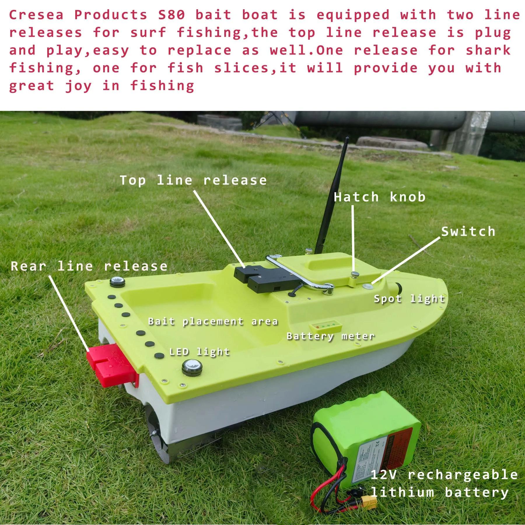 Barco Cebador de Pesca RC S80  - Fishing Boat Gps reseña y precio